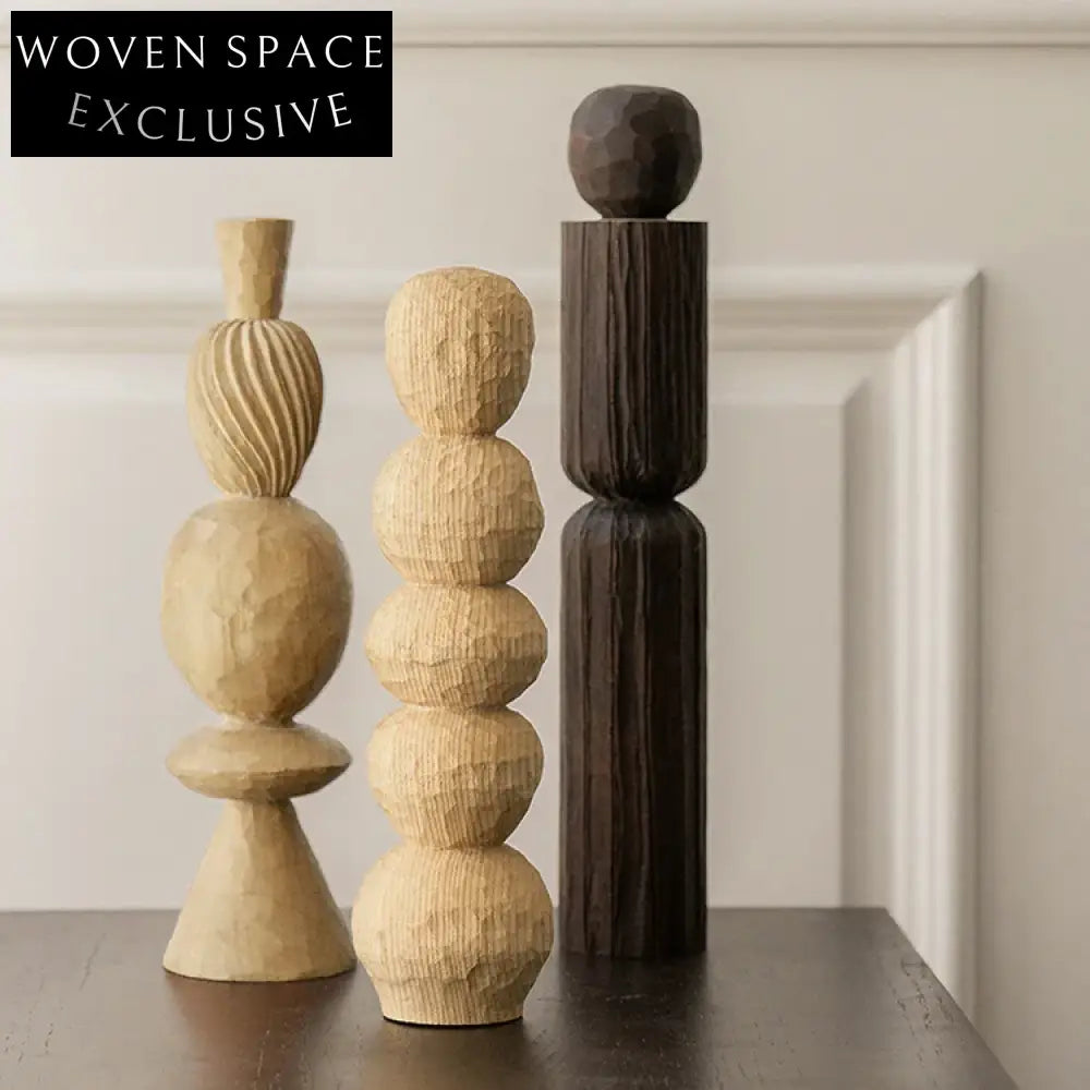 Modern Irregular Wooden Table Ornament for Home Decor - Small Black Decoration