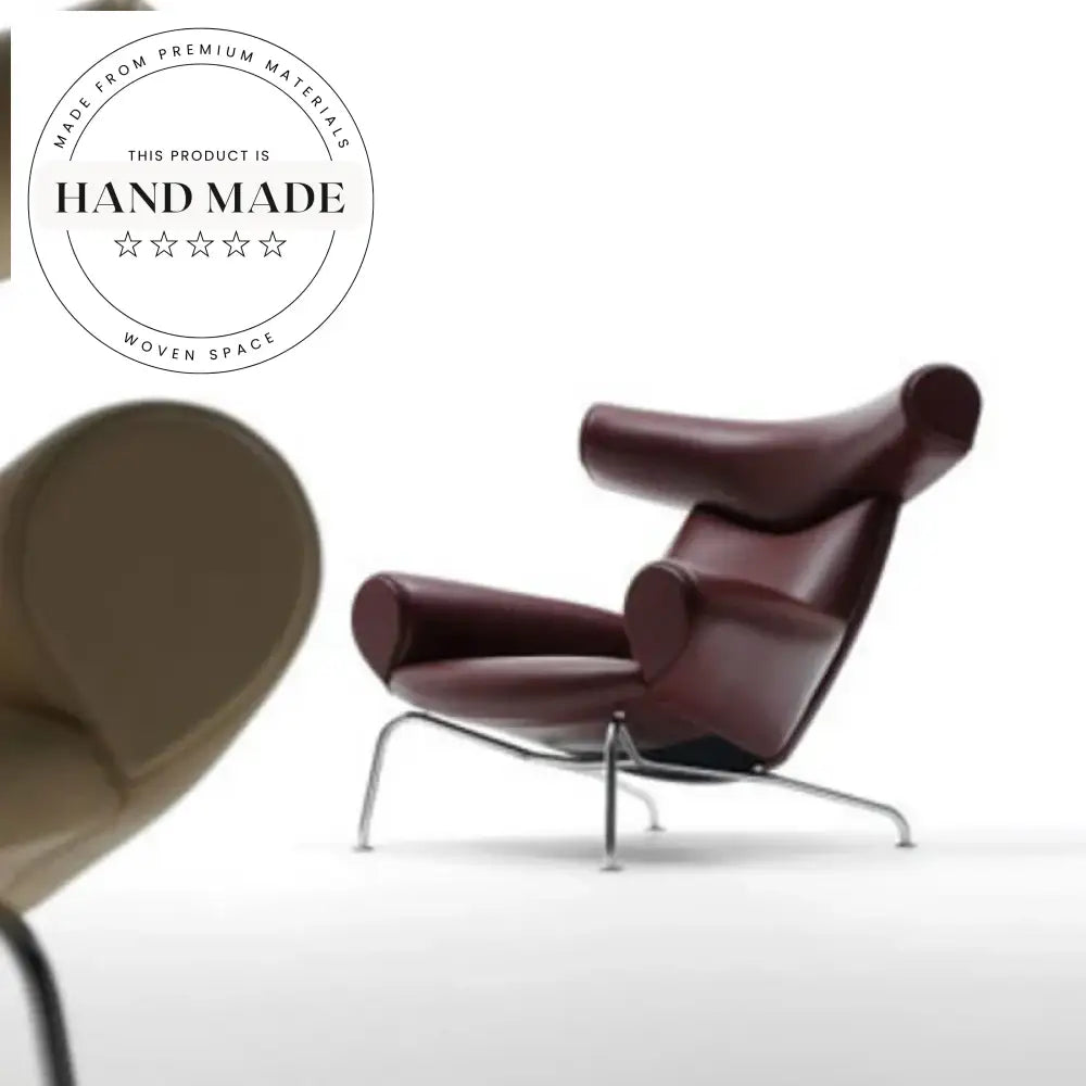 Modern Italian Black Leather Lounge Chair with Ottoman