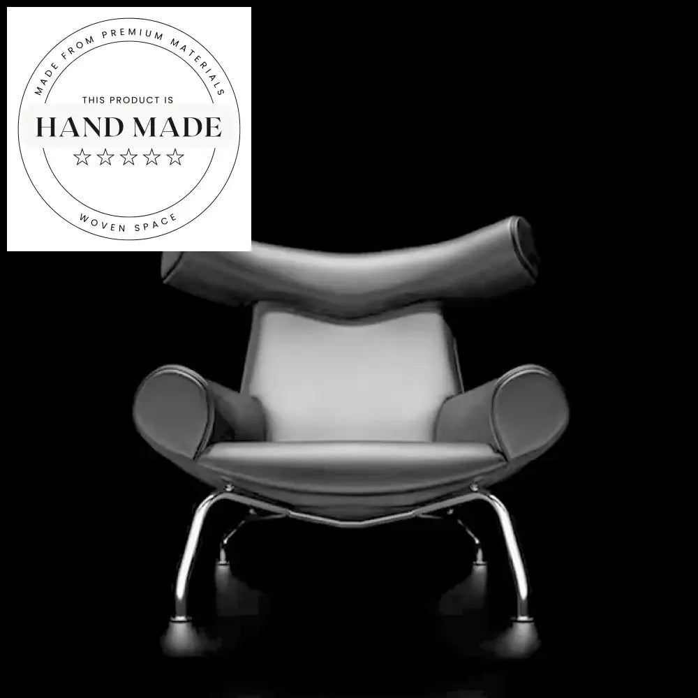 Modern Italian Black Leather Lounge Chair with Ottoman