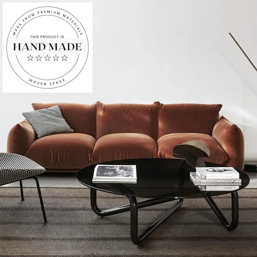 Modern Italian Bread Velvet Upholstered Three Seater Nordic Sofa
