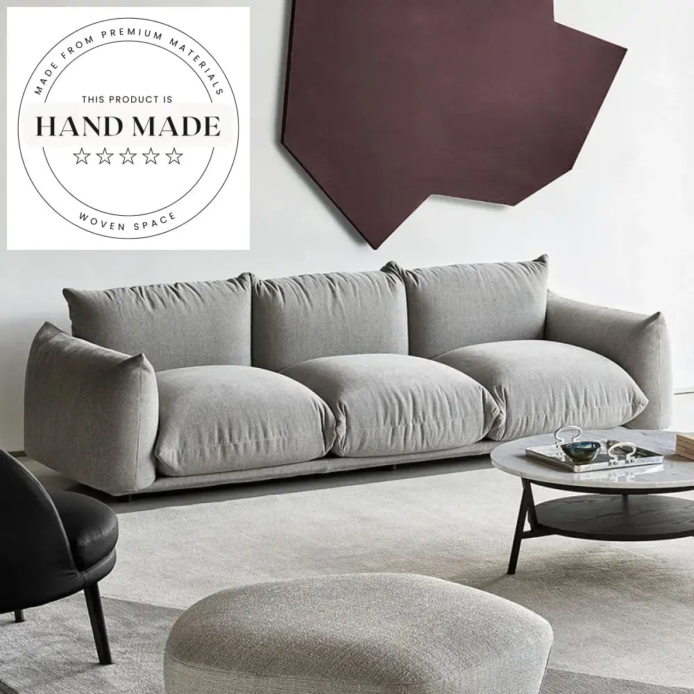 Modern Italian Bread Velvet Upholstered Three Seater Nordic Sofa