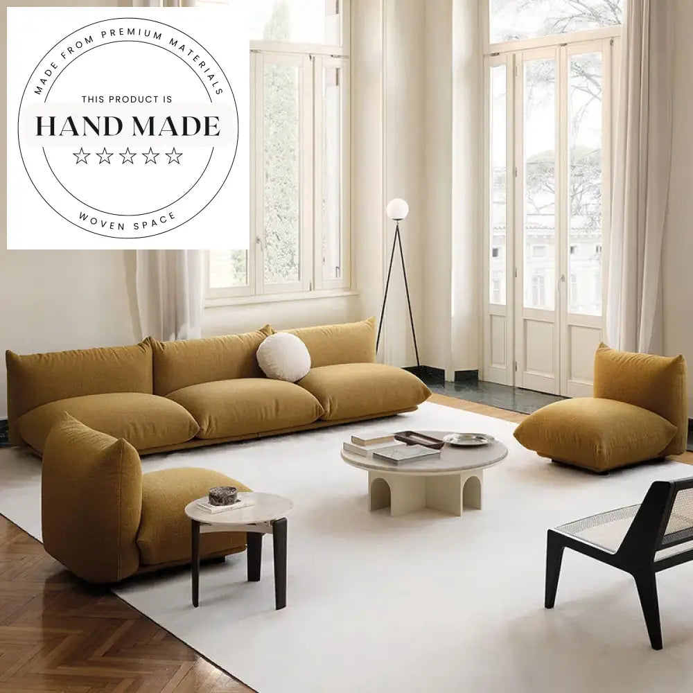 Modern Italian Bread Velvet Upholstered Three Seater Nordic Sofa