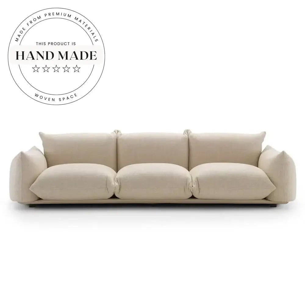 Modern Italian Bread Velvet Upholstered Three Seater Nordic Sofa
