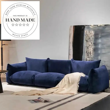 Modern Italian Bread Velvet Upholstered Three Seater Nordic Sofa