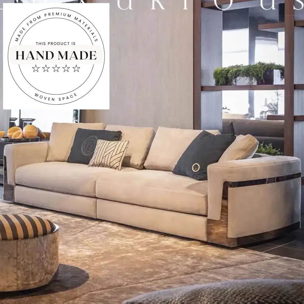 Modern Italian Deluxe Frosted Fabric Sectional Living Room Sofa