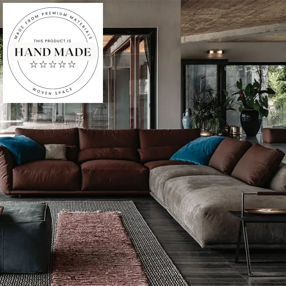 Modern Italian Design L-Shape Microfiber Fabric Upholstered Comfortable Sectional Sofa