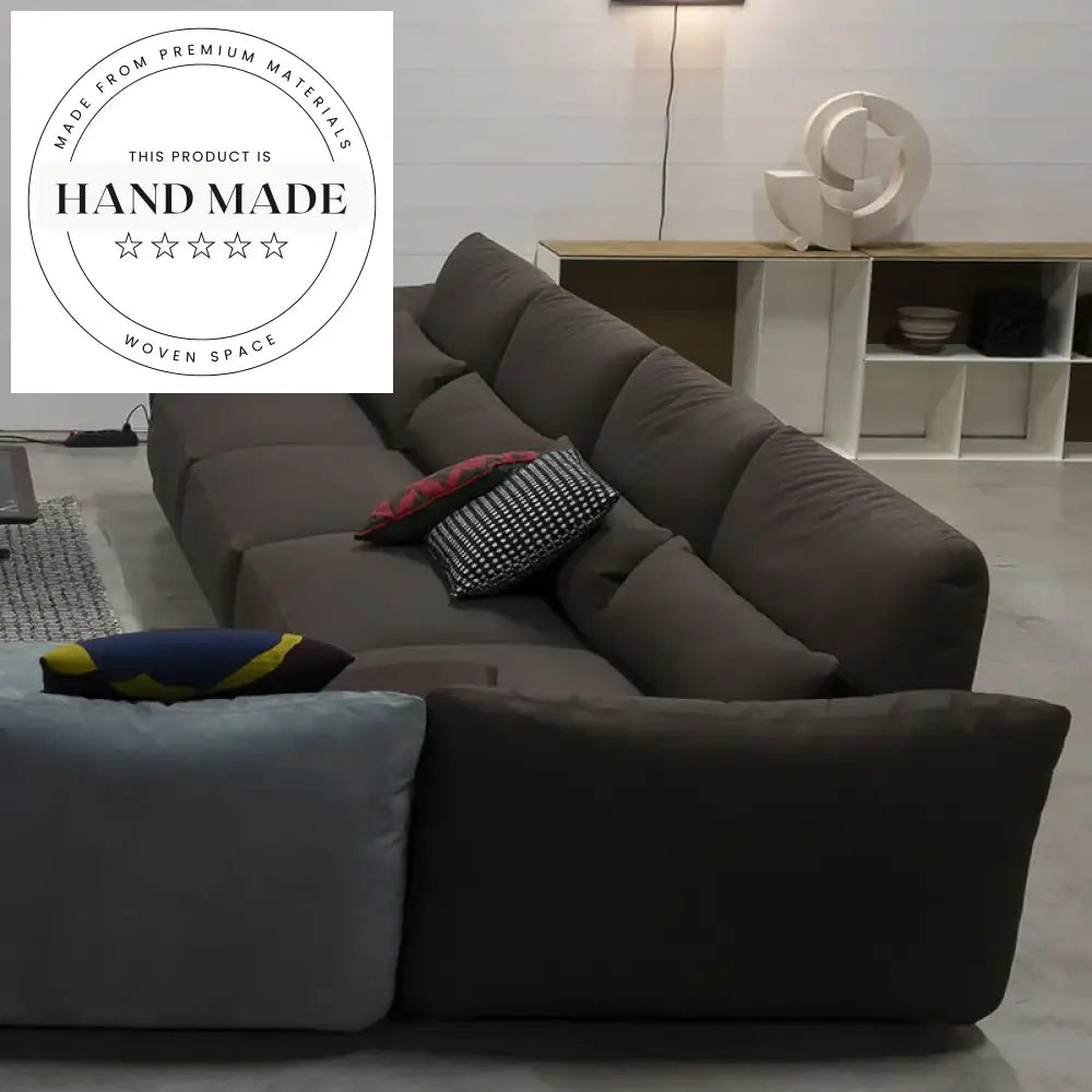 Modern Italian Design L-Shape Microfiber Fabric Upholstered Comfortable Sectional Sofa
