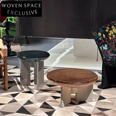 Modern Italian Fiberglass Resin Round Accent Coffee Table