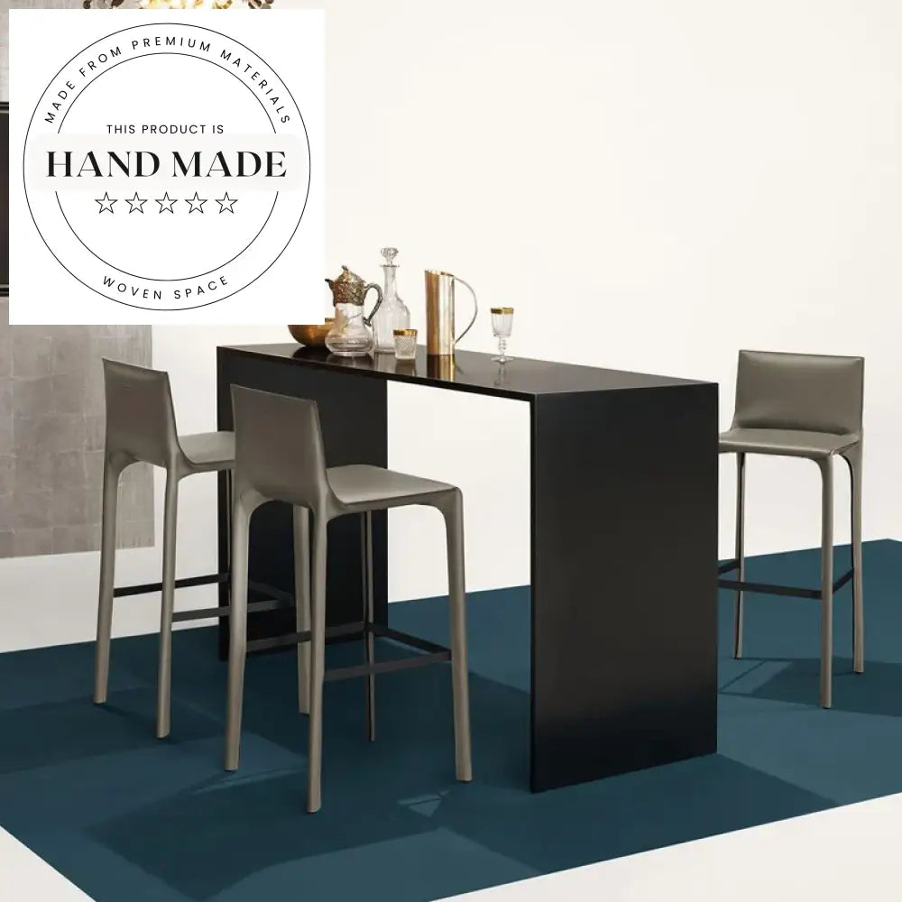 Modern Italian High-Foot Gray Leather Kitchen Counter Bar Stool Chair