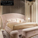 Modern Italian King Size Upholstered Bed Frame with Luxurious Velvet Headboard