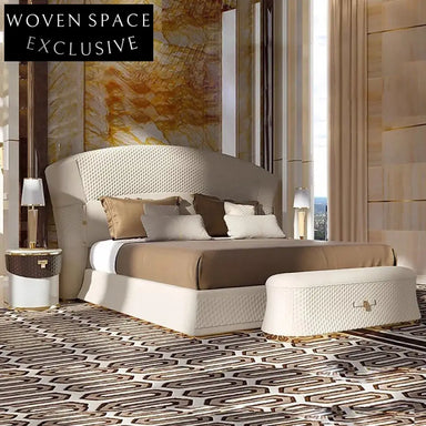 Modern Italian King Size Upholstered Bed Frame with Luxurious Velvet Headboard
