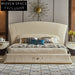 Modern Italian King Size Upholstered Bed Frame with Luxurious Velvet Headboard