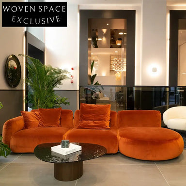 Modern Italian L-Shaped Sectional Sofa, Solid Wood Frame, Velvet Fabric Couch