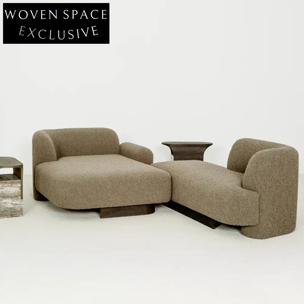 Modern Italian Lamb Wool L-Shaped Modular Sofa Set for Living Room