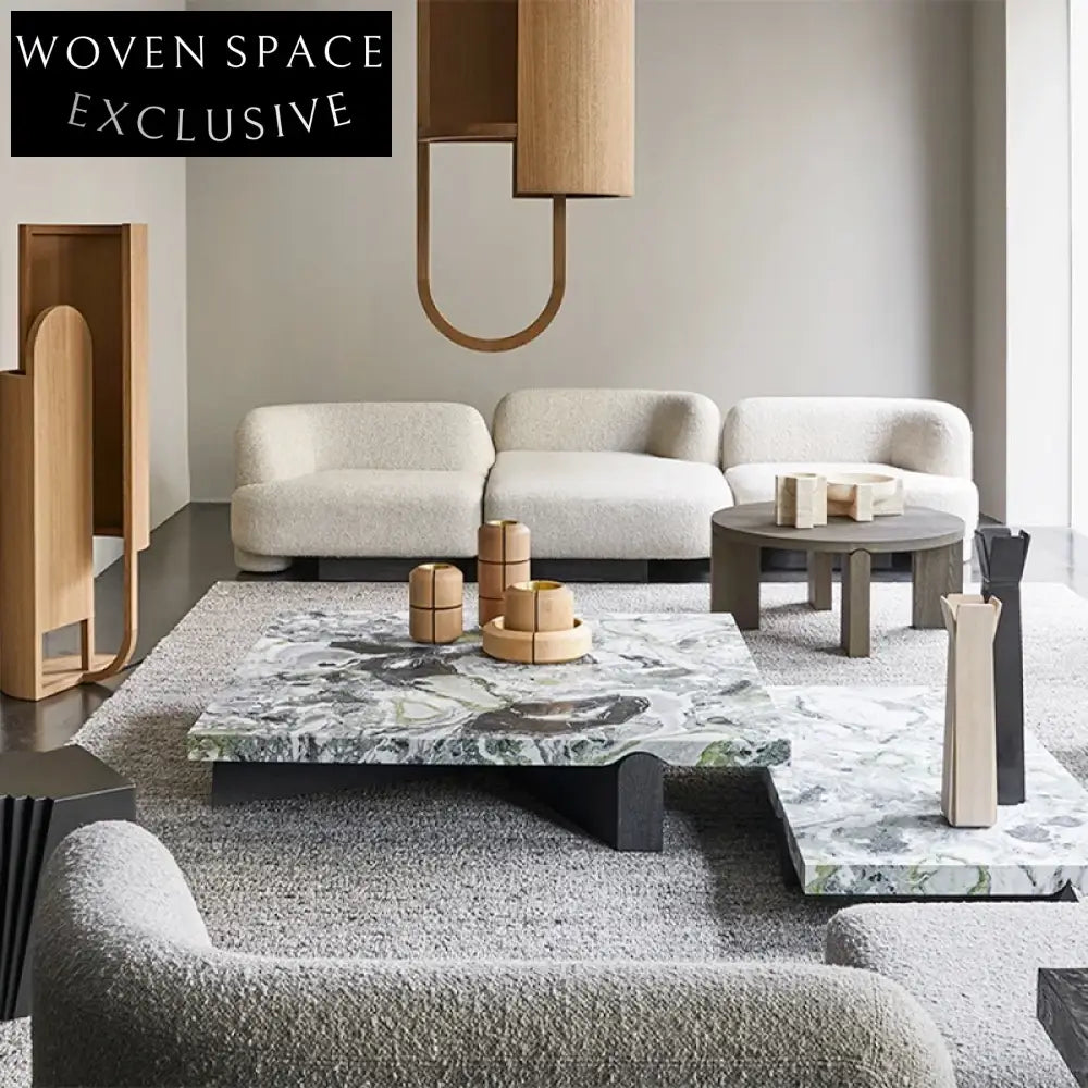 Modern Italian Lamb Wool L-Shaped Modular Sofa Set for Living Room