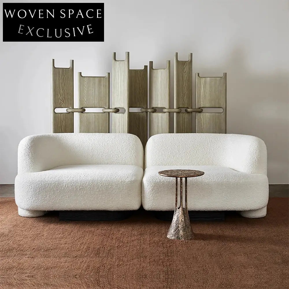 Modern Italian Lamb Wool L-Shaped Modular Sofa Set for Living Room