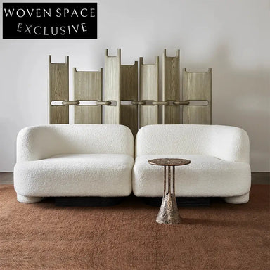 Modern Italian Lamb Wool L-Shaped Modular Sofa Set for Living Room