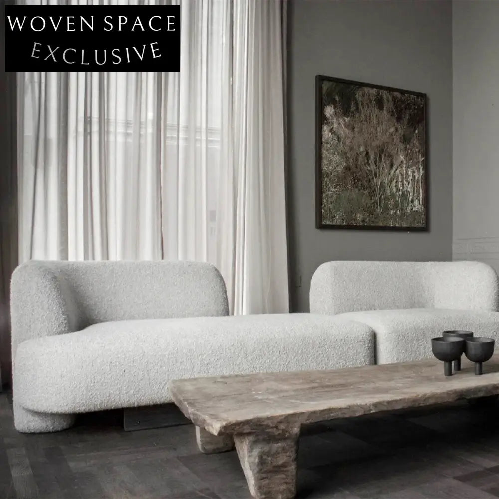 Modern Italian Lamb Wool L-Shaped Modular Sofa Set for Living Room