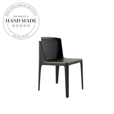 Modern Italian Leather Dining Chair with Metal Legs - Upholstered Side Chair