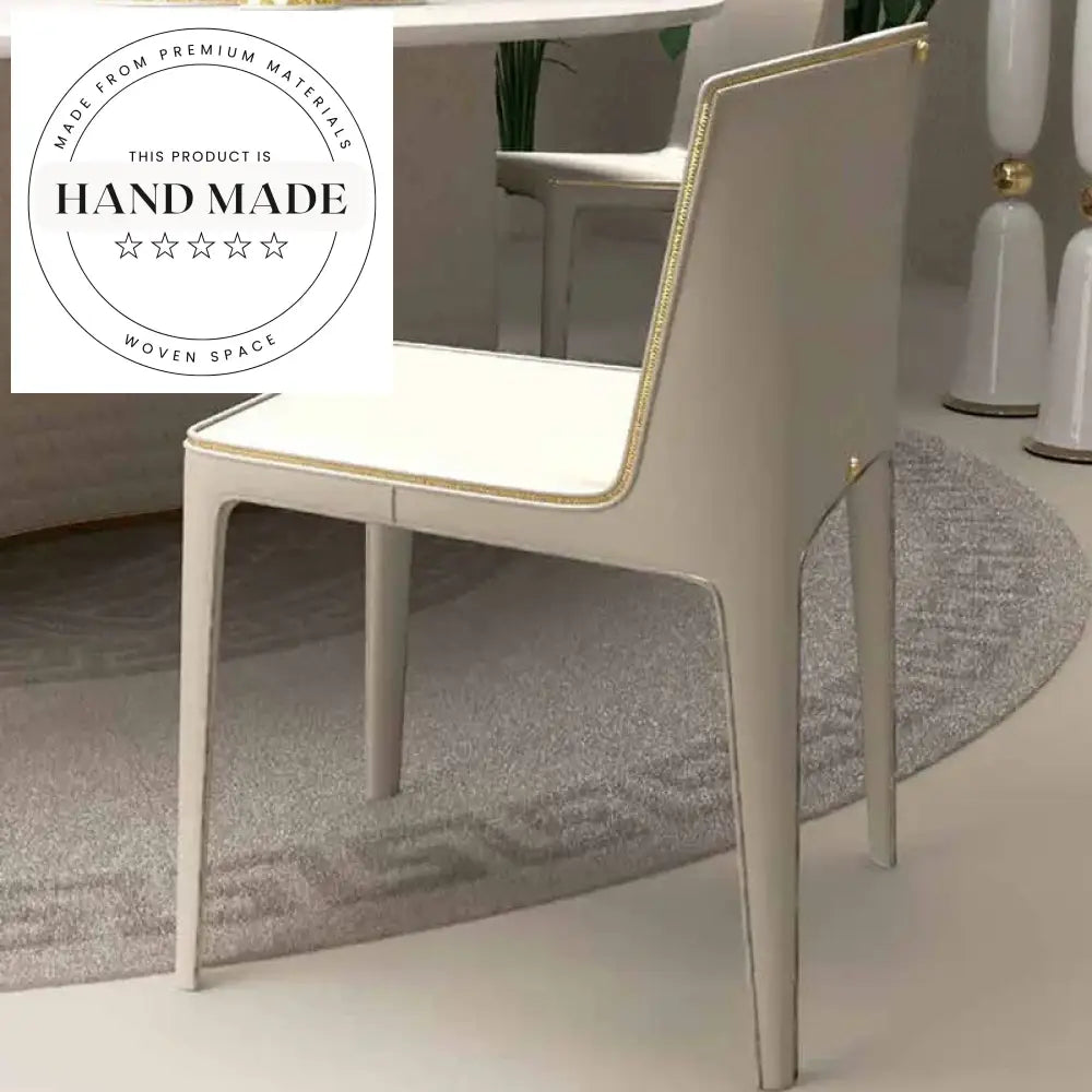 Modern Italian Leather Dining Chair with Metal Legs - Upholstered Side Chair