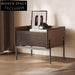 Modern Italian Luxury Bedside Table with Stainless Steel & Leather Accents