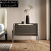 Modern Italian Luxury Bedside Table with Stainless Steel & Leather Accents
