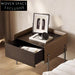 Modern Italian Luxury Bedside Table with Stainless Steel & Leather Accents