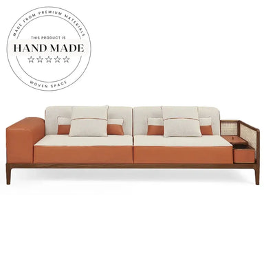 Modern Italian Luxury Orange Genuine Leather Sectional Corner Sofa