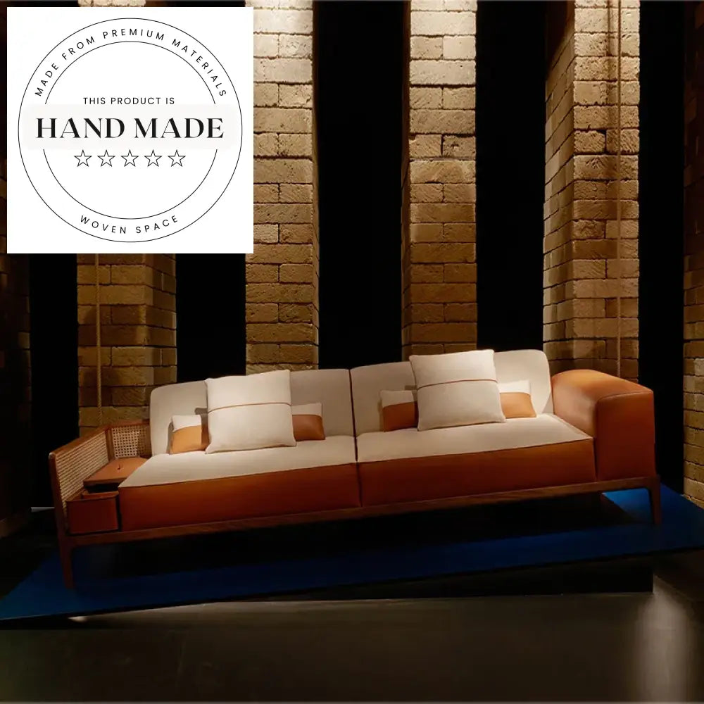 Modern Italian Luxury Orange Genuine Leather Sectional Corner Sofa