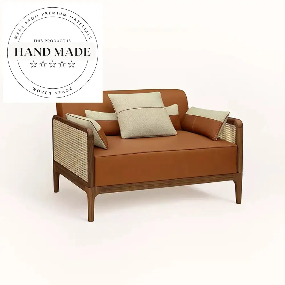 Modern Italian Luxury Orange Genuine Leather Sectional Corner Sofa