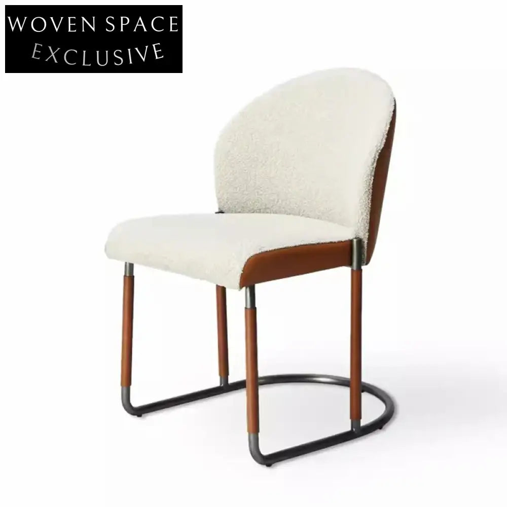 Modern Italian Luxury Patchwork Leather High-Back Stainless Steel Dining Chair