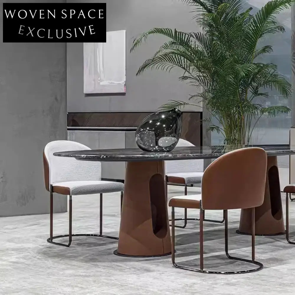 Modern Italian Luxury Patchwork Leather High-Back Stainless Steel Dining Chair