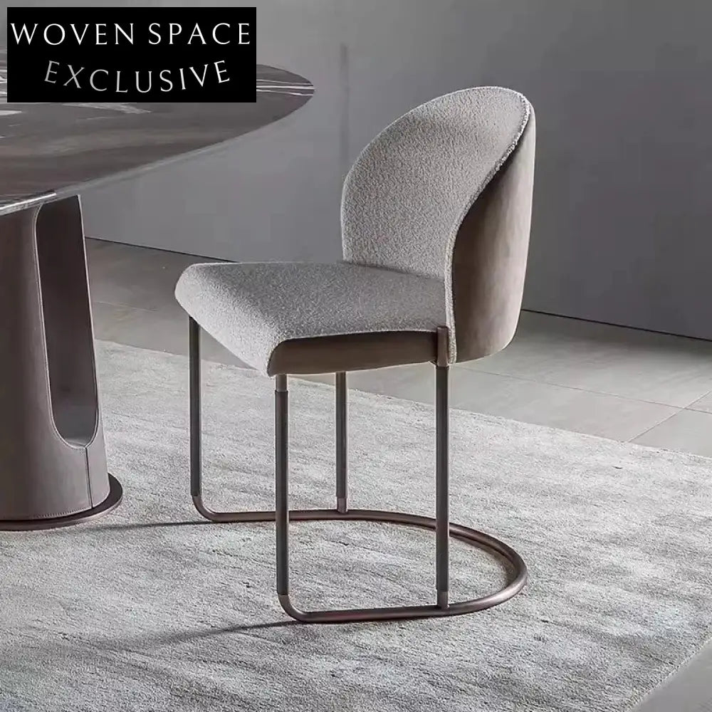 Modern Italian Luxury Patchwork Leather High-Back Stainless Steel Dining Chair
