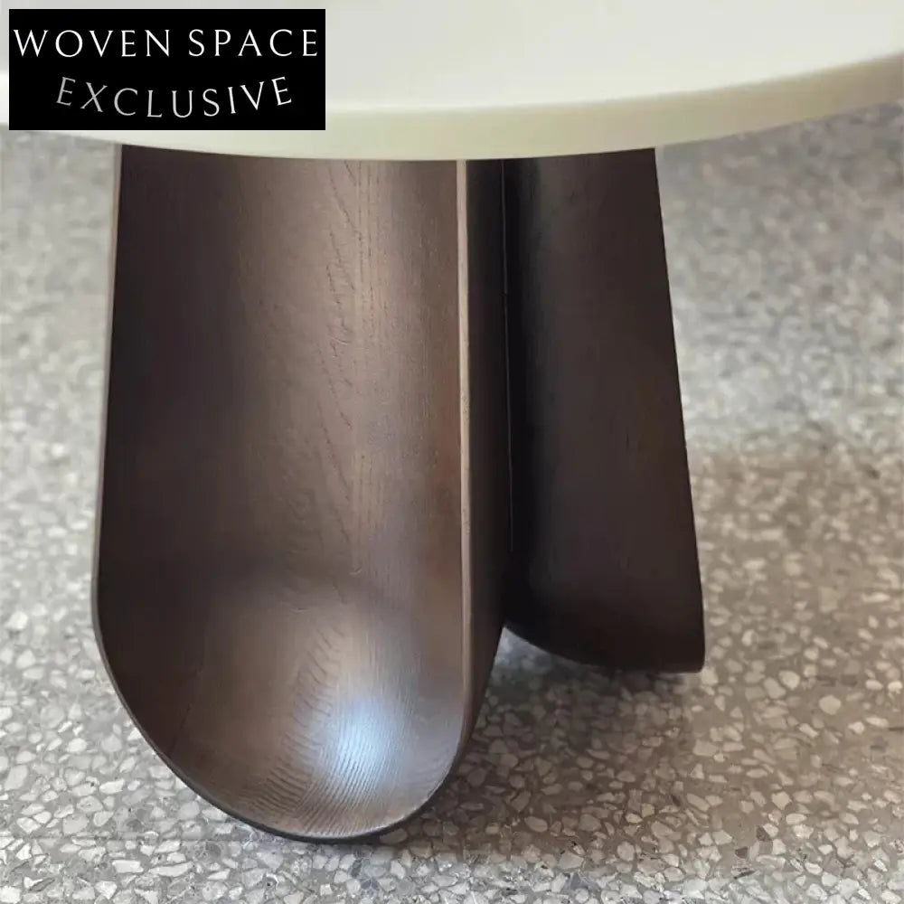 Modern Italian Luxury Round Natural Marble Top Walnut Wood Coffee Table