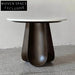 Modern Italian Luxury Round Natural Marble Top Walnut Wood Coffee Table