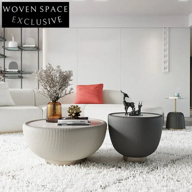 Modern Italian Luxury Round Slate Coffee Table with Stainless Steel Base