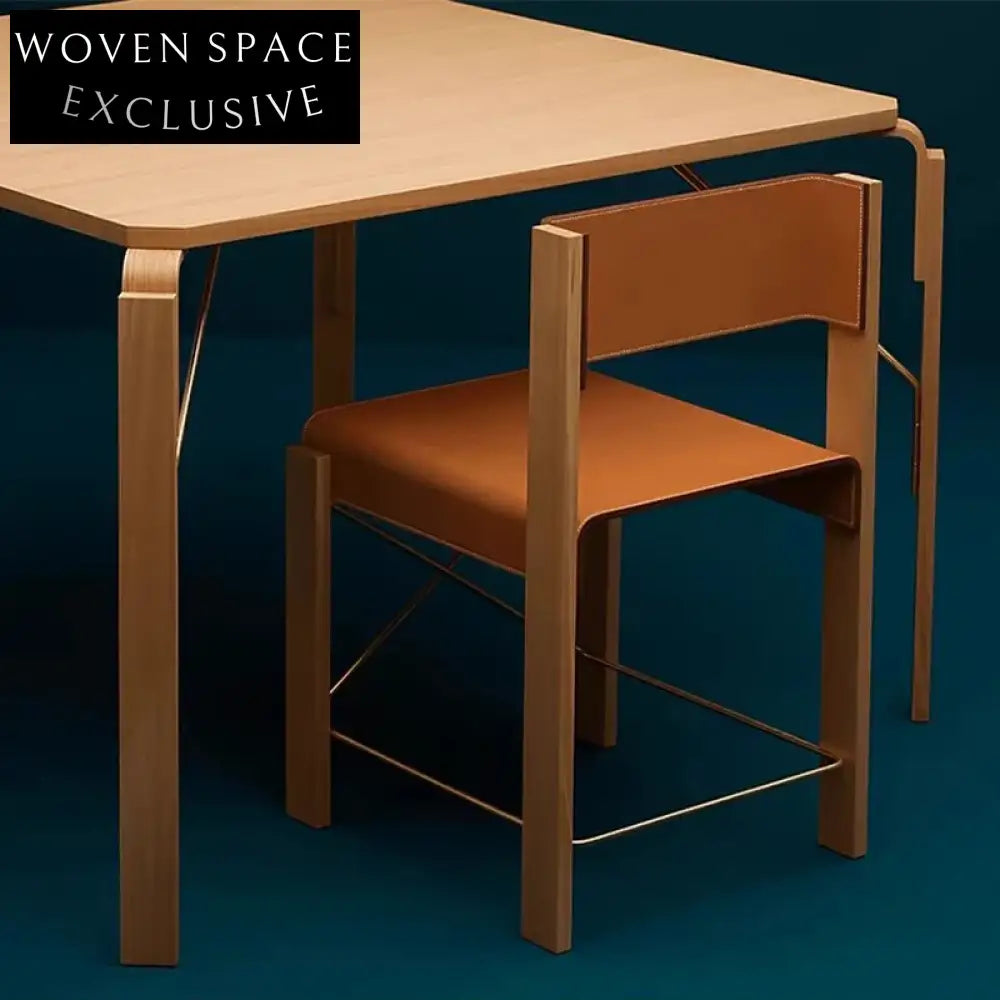 Modern Italian Luxury Solid Wood Saddle Leather Restaurant Dining Chair