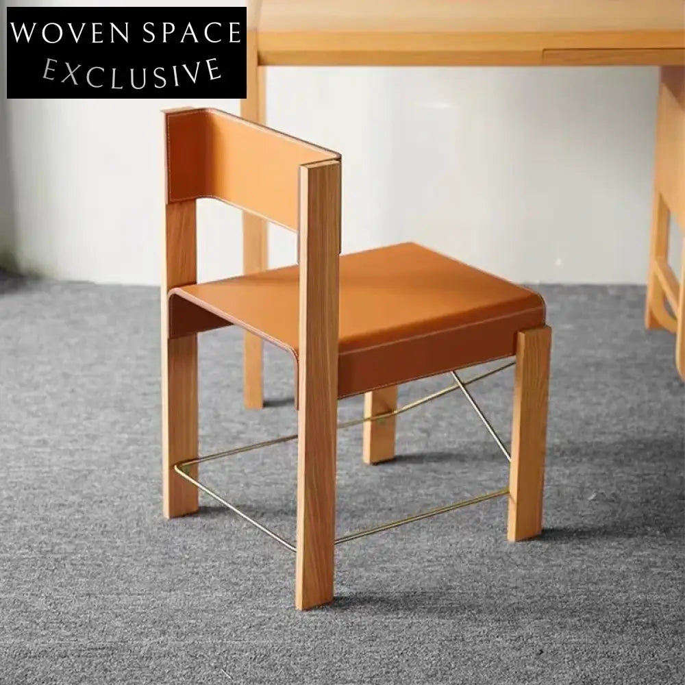 Modern Italian Luxury Solid Wood Saddle Leather Restaurant Dining Chair