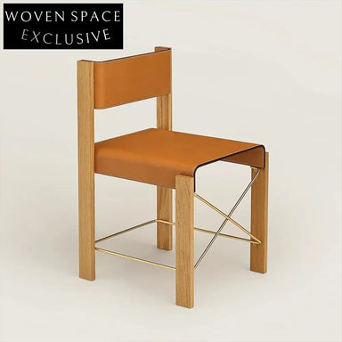 Modern Italian Luxury Solid Wood Saddle Leather Restaurant Dining Chair