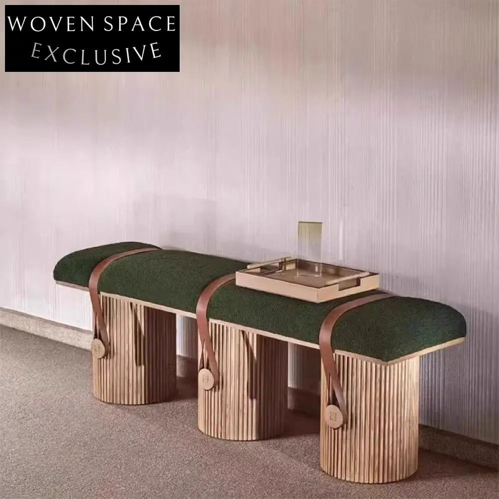 Modern Italian Luxury Velvet Fabric Ottoman Bench for Bedroom & Hotel