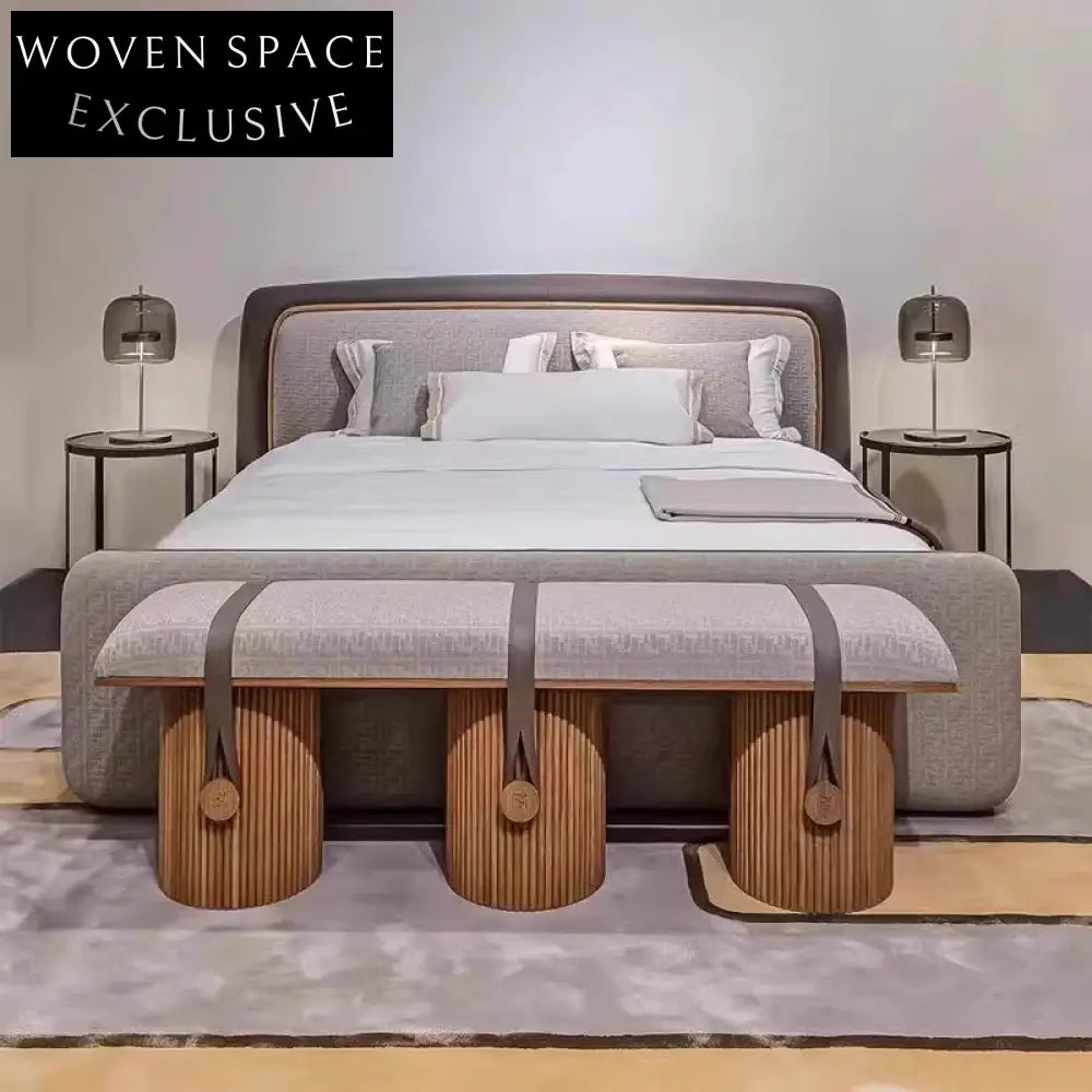 Modern Italian Luxury Velvet Fabric Ottoman Bench for Bedroom & Hotel