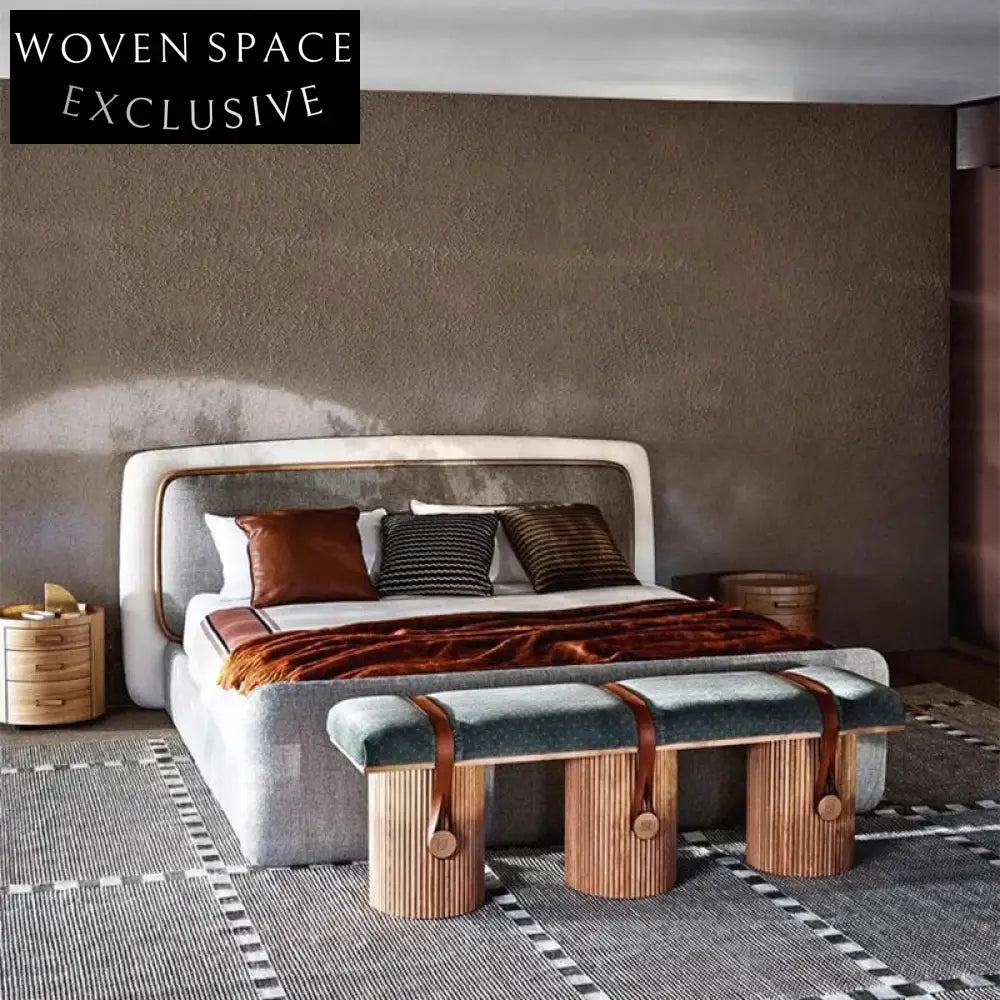 Modern Italian Luxury Velvet Fabric Ottoman Bench for Bedroom & Hotel