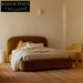 Modern Italian Minimalist King Bed, Fabric Tufted Headboard, Durable Wooden Frame