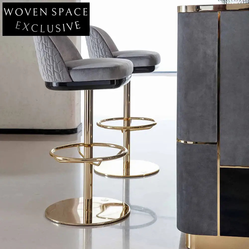 Modern Italian Minimalist Swivel Height Adjustable High Back Kitchen Bar Stool