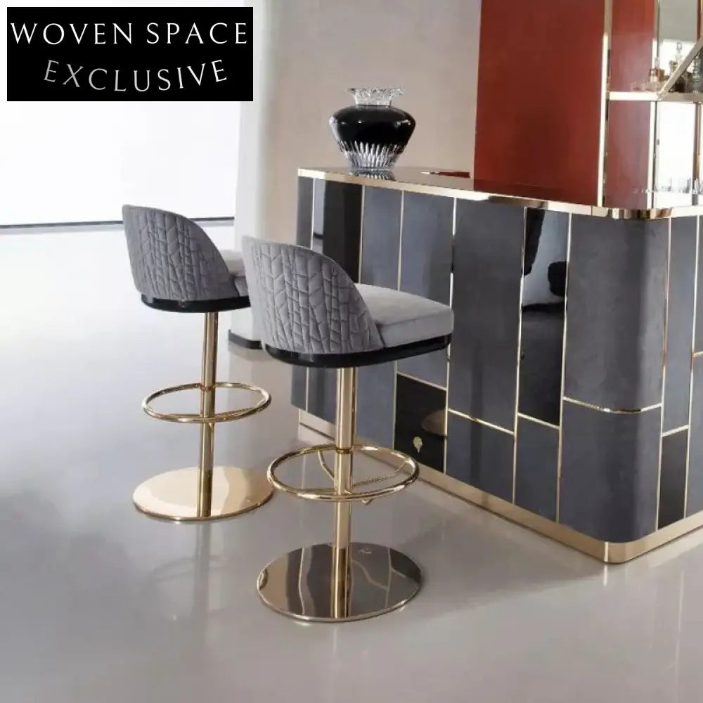 Modern Italian Minimalist Swivel Height Adjustable High Back Kitchen Bar Stool