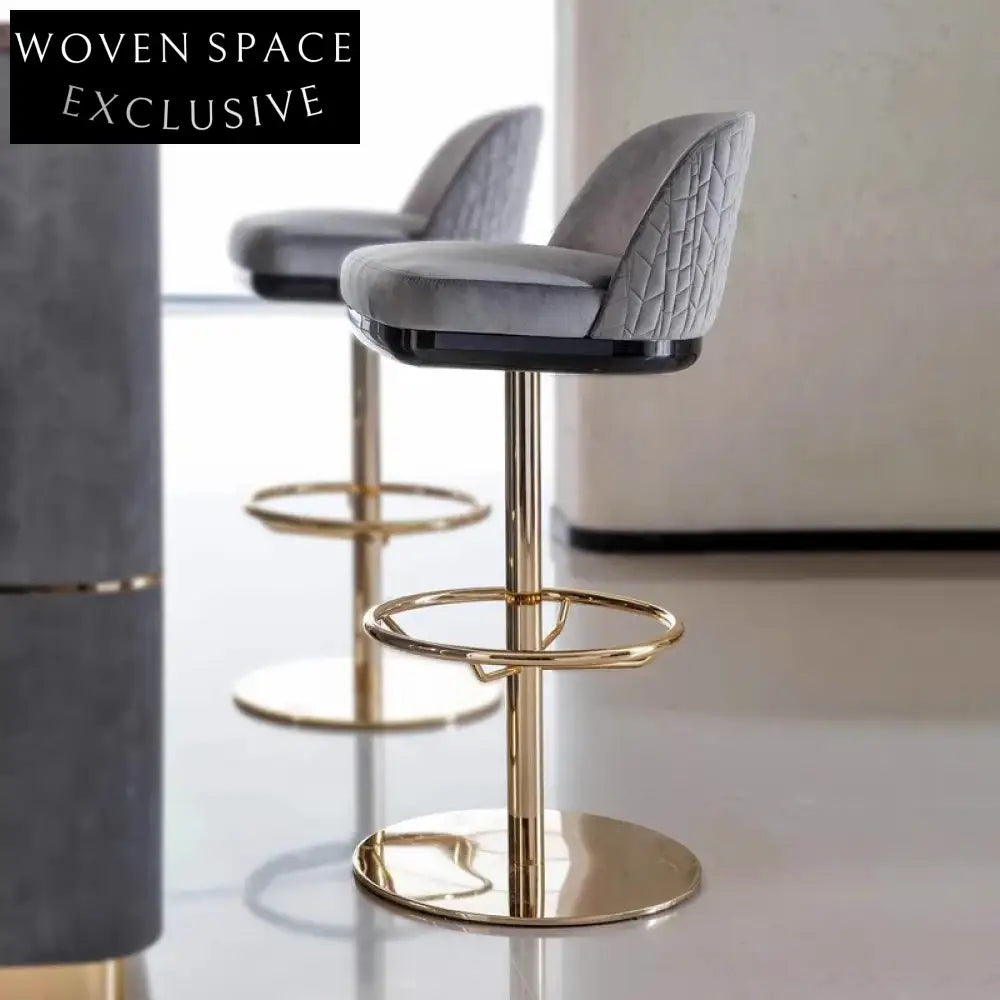 Modern Italian Minimalist Swivel Height Adjustable High Back Kitchen Bar Stool