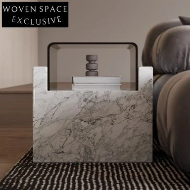 Modern Italian Natural Marble Glass Top Living Room Corner Coffee End Table