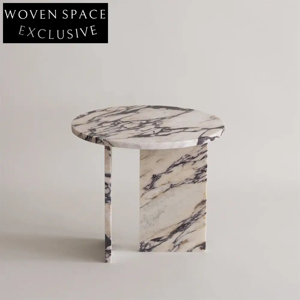 Modern Italian Natural Travertine Marble Round End Living Room Coffee Table