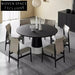 Modern Italian Round Dining Table: Oak/Walnut Top, Elegant Marble Base