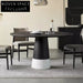 Modern Italian Round Dining Table: Oak/Walnut Top, Elegant Marble Base